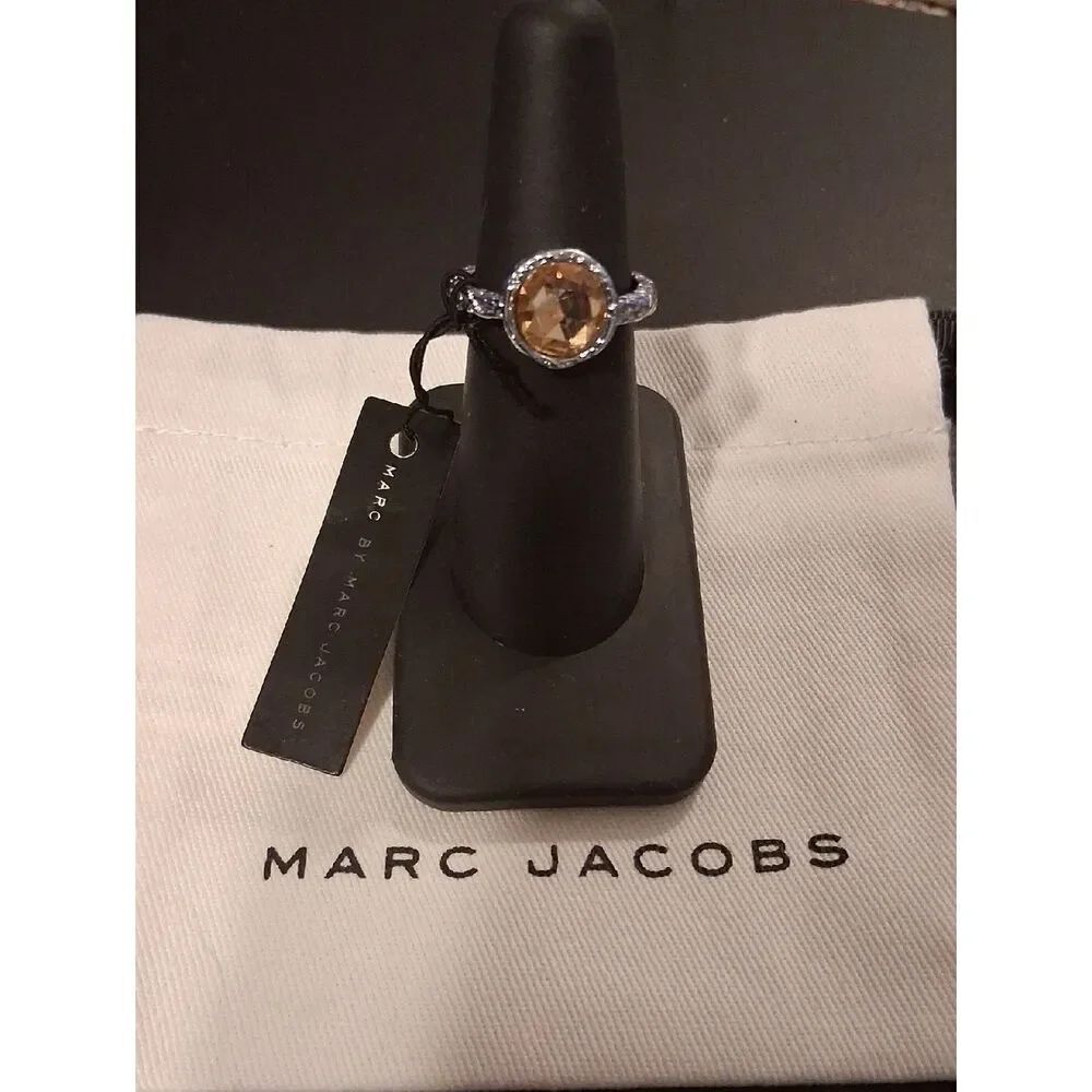 Marc Jabobs Sterling Silver Quartz Ring Sighned Size 6 New With Tags And Pouch - Picture 1 of 6